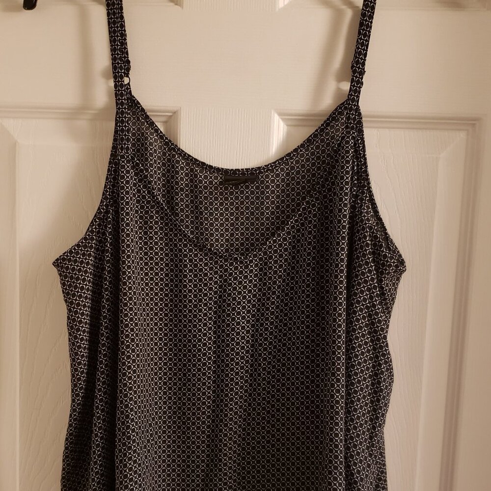 Black and White Dotted Circle Cami Adjustable Strap Camisole Top 3X Worthington